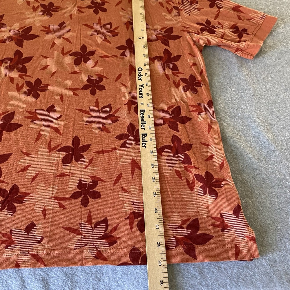 Ocean Pacific Menswear Polo Shirt Medium Orange Hawaiian Red Floral Travel - Picture 8 of 14